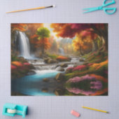 Herfst gebladerte bij de waterval tissuepapier (Craft)