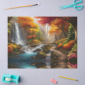Herfst gebladerte bij de waterval tissuepapier (Craft)
