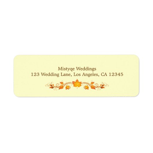 Herfst gebladerte bruiloft retour adres label (Voorkant)