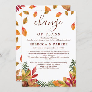 Herfst gebladerte Bruiloft uitgestelde aankondigin Kaart