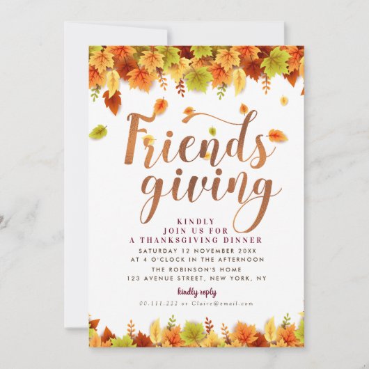 Herfst gebladerte Thanksgiving dineruitnodiging Kaart (Voorkant)