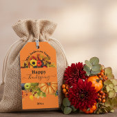Herfst geeft bloemen en florage Happy Thanksgiving Cadeaulabel
