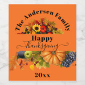 Herfst geeft bloemen en florage Happy Thanksgiving Wijn Etiket (Enkel label)