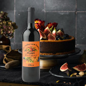 Herfst geeft bloemen en florage Happy Thanksgiving Wijn Etiket