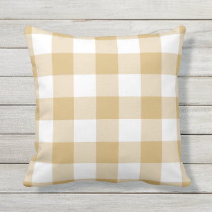 Herfst Geel Gingham Rutpatroon Buitenkussen