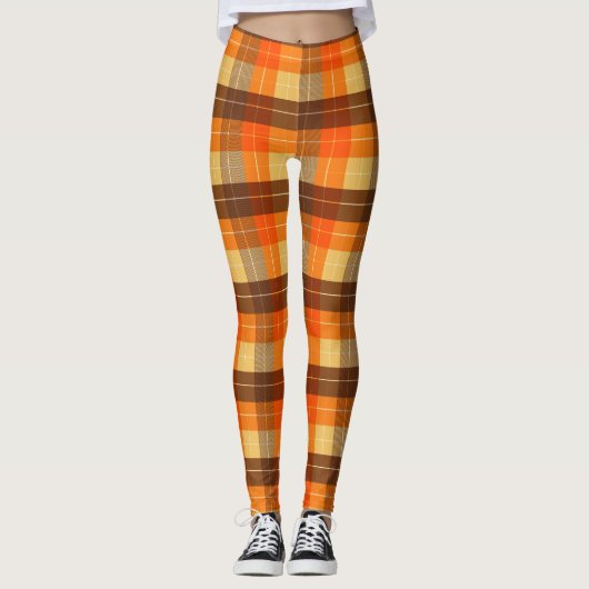 Herfst-geïnspireerde plaid leggings (Voorkant)