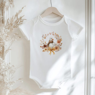 Herfst Gekke Goose Rustic Krans Bow Baby shower Romper
