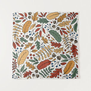 Herfst gekleurd blad vierkant ontwerp wandkleed