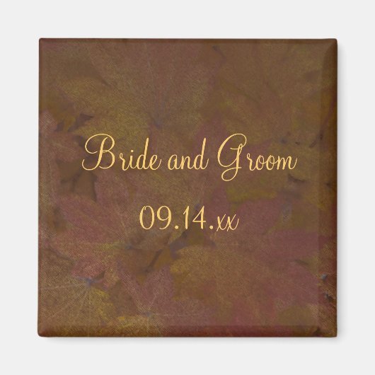 Herfst gekleurde maple Leaves Wedding Magneet (Voorkant)
