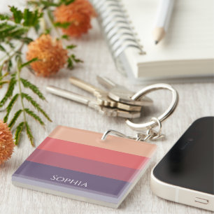 Herfst gekleurde strepen - Acryl Sleutelhanger