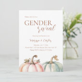 Herfst Gende Reveal Pastel Pompoen Uitnodiging (Staand voorkant)