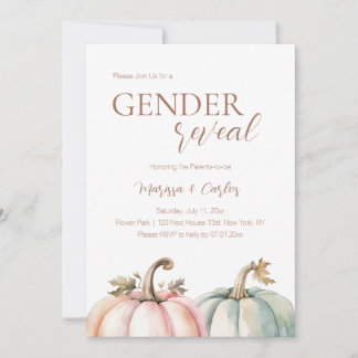 Herfst Gende Reveal Pastel Pompoen Uitnodiging