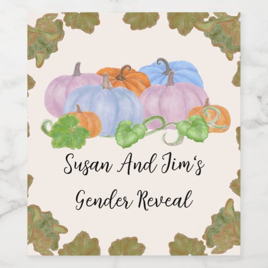Herfst Gender Reveal Little Pumpkin Theme Wijn Etiket (Enkel label)