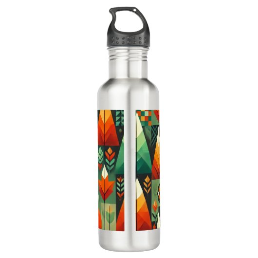 Herfst Geometrische Patroon Waterfles Waterfles (Achterkant)