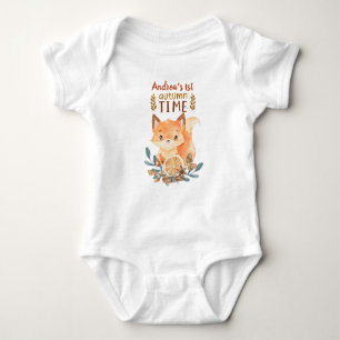 Herfst gepersonaliseerde baby fox-naam 1 najaar romper