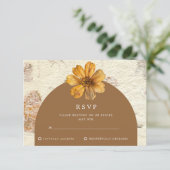 Herfst geperste bloem bruiloft RSVP kaartje (Staand voorkant)