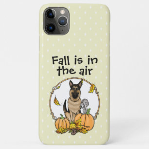 Herfst German Shepherd Dog (zwart-tan) Pumpkins Cu iPhone 11 Pro Max Hoesje