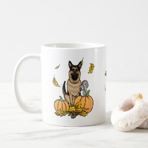 Herfst German Shepherd Dog (zwart-tan) Pumpkins Cu Koffiemok