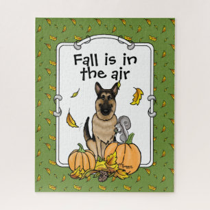 Herfst German Shepherd Dog (zwart-tan) Pumpkins Cu Legpuzzel