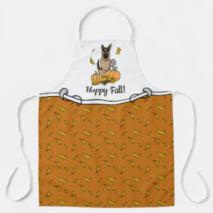 Herfst German Shepherd Dog (zwart-tan) Pumpkins Cu Schort