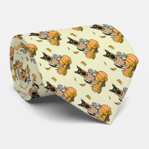 Herfst German Shepherd Dog (zwart-tan) Pumpkins Cu Stropdas