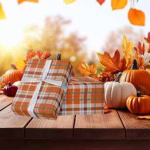 Herfst geruit cadeaupapier