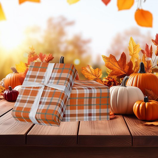 Herfst geruit cadeaupapier