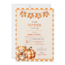 Herfst geruite teddybeer pompoen bladeren