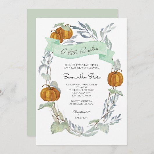 Herfst geslachtsneutrale babyshower uitnodigingen (Voorkant / Achterkant)