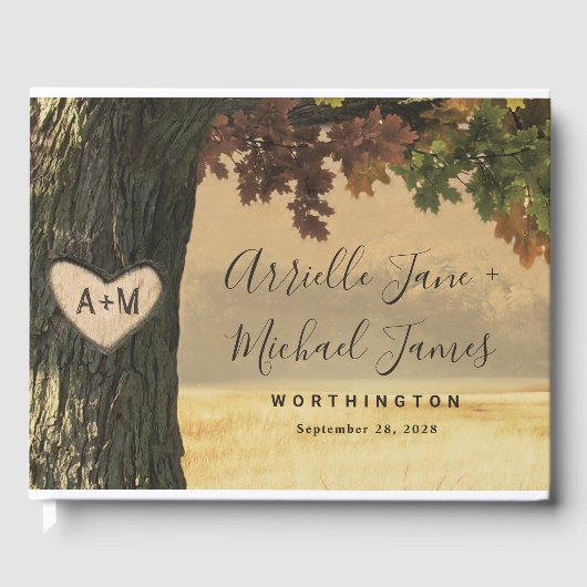 Herfst Gesneden Eiken Boomland Rustieke Bos Bruilo Gastenboek (Voorkant)