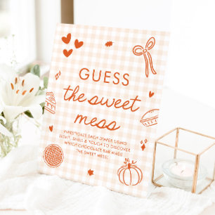 Herfst Gingham Cutie Pie Raad de Zoete Troep Spel Reclamebord Met Voetstuk