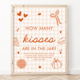 Herfst Gingham Cutie Pie Raad Hoeveel Kusjes Spel Poster