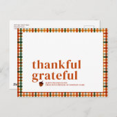 Herfst Gingham Dankbare Thanksgiving Feestdagenkaart (Voorkant / Achterkant)