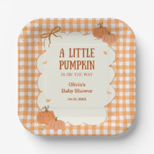 Herfst Gingham Een Kleine Pompoen Baby Shower