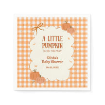 Herfst Gingham Een Kleine Pompoen Baby Shower
