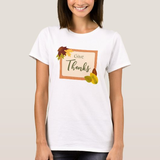 Herfst Gingham Thanksgiving Vrouwen T-shirt (Voorkant)