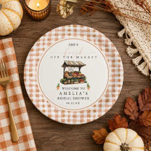 Herfst Gingham Vers Op De Markt Bruidsborrel Papieren Bordje