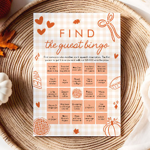 Herfst Gingham Vind de Gast Bingo Baby Shower Spel Kaart