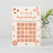 Herfst Gingham Vind het Gast Bingo Baby shower Spe Kaart (Staand voorkant)