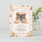 Herfst Gingham Ze is van de markt Vrijgezellenfees Kaart (Staand voorkant)