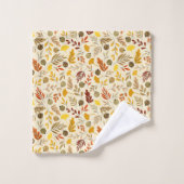 Herfst Ginkgo Leaves en Olive Pattern Bad Handdoek (Wasdoekje)