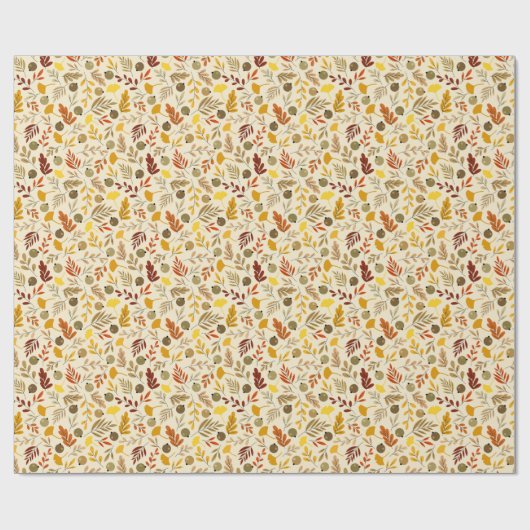 Herfst Ginkgo Leaves en Olive Pattern Cadeaupapier (Vlak)