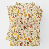 Herfst Ginkgo Leaves en Olive Pattern Inpakpapier Vel (In situ)
