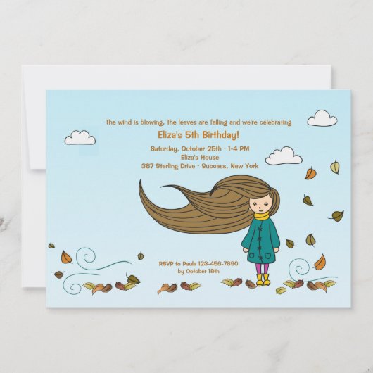 Herfst Girl Invitation Kaart (Voorkant)