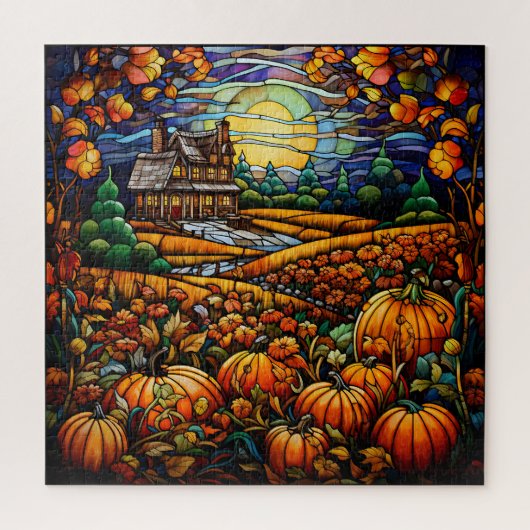 Herfst Glas in Lood Puzzel (Verticaal)