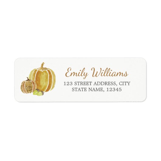 Herfst Glitter Gouden Pompoen Label (Voorkant)