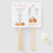 Herfst Glittery Pumpkins Florals Wedding Programme Handwaaier (Voorkant en achterkant)
