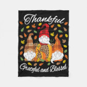 Herfst Gnome Pset Leopard Pumpkin Thanksgiving Ble Fleece Deken (Voorkant)