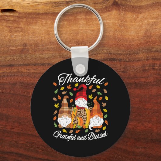 Herfst Gnome Pset Leopard Pumpkin Thanksgiving Ble Sleutelhanger (Voorkant)