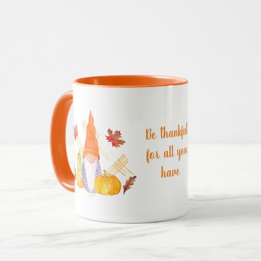 Herfst Gnome Thanksgiving Mok (Voorkant links)